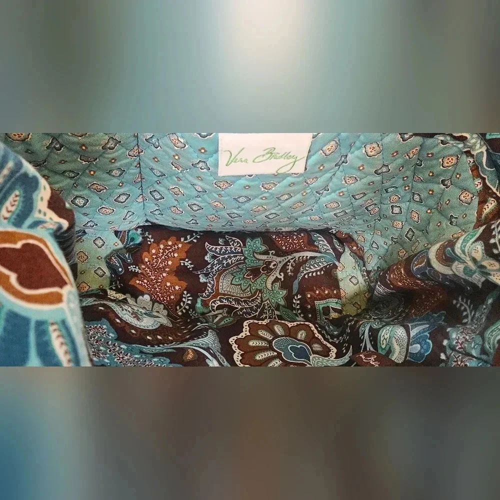 Retired Vera Bradley Blue Java Brown Floral Paisley Tote